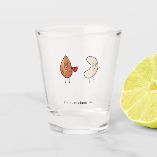 Schattig cadeau, gek op jou, grappig, noten shot glas (Voorkant)
