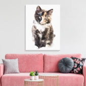 Schattig Calico Kitten Canvas Afdruk (Insitu (Woonkamer))