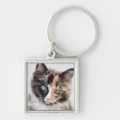 Schattig Calico Kitten Sleutelhanger (Voorkant)