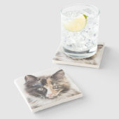 Schattig Calico Kitten Stenen Onderzetter (Zijkant)