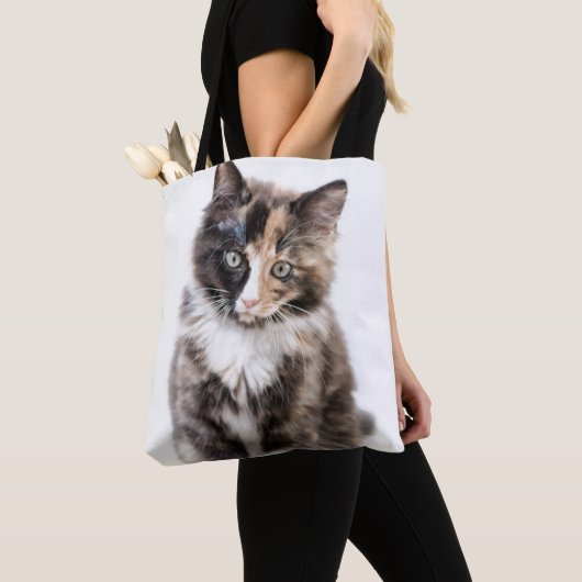 Schattig Calico Kitten Tote Bag (Dichtbij)