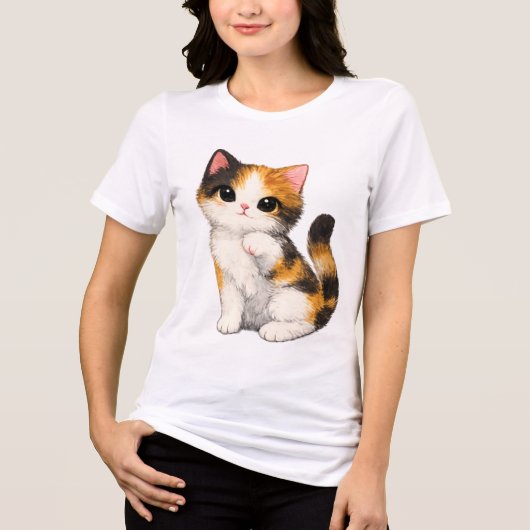 Schattig Calico Kitten Tri-Blend Shirt (Voorkant)