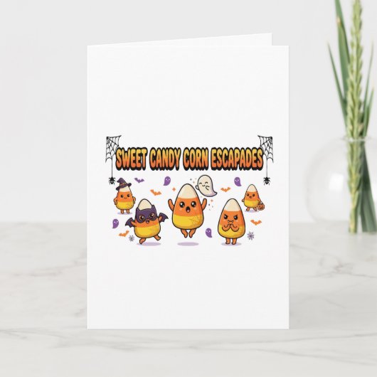 Schattig Candy Corn Halloween-feest Kaart (Voorkant)