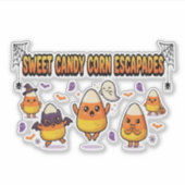 Schattig Candy Corn Halloween-feest Sticker (Voorkant)