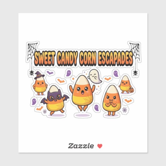 Schattig Candy Corn Halloween-feest Sticker (Vel)