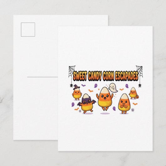 Schattig Candy Corn Halloween-feest Uitnodiging Briefkaart (Voorkant / Achterkant)