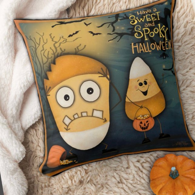 Schattig, Candy Corn Sweet en Spooky Halloween Kussen (Creator heeft geüpload)