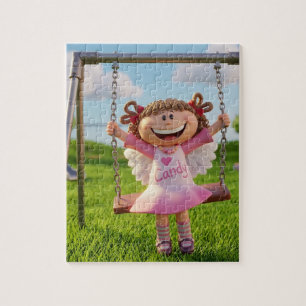 Schattig Candy Meisje op Schommel Legpuzzel Aard