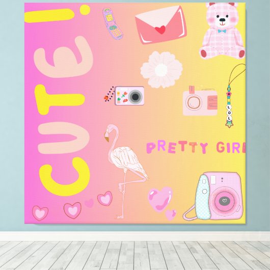 schattig canvas afdruk (Insitu (Houten vloer))