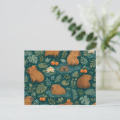 Schattig Capybara Botanisch Patroon Briefkaart (Staand voorkant)