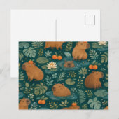 Schattig Capybara Botanisch Patroon Briefkaart (Voorkant / Achterkant)