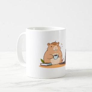 Schattig Capybara Coder Koffie Laptop Design Koffiemok