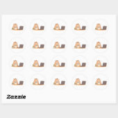 Schattig Capybara Coder Koffie Laptop Design Ronde Sticker (Vel)