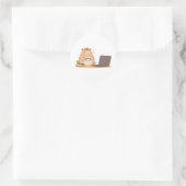 Schattig Capybara Coder Koffie Laptop Design Ronde Sticker (Tas)