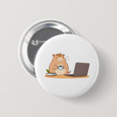 Schattig Capybara Coder Koffie Laptop Ontwerp Ronde Button 5,7 Cm (Voorkant /achterkant)