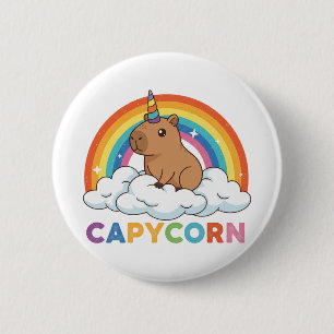 Schattig Capycorn Capybara Eenhoorn Regenboog Ronde Button 5,7 Cm