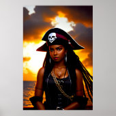 Schattig Caribisch Lady Pirate | AI Art Poster (Voorkant)