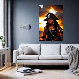 Schattig Caribisch Lady Pirate | AI Art Poster
