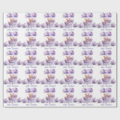 Schattig Carriage Teddy Bear Meisje Baby shower Cadeaupapier (Vlak)