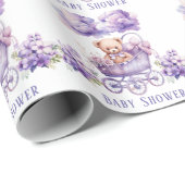 Schattig Carriage Teddy Bear Meisje Baby shower Cadeaupapier (Rol Hoek)