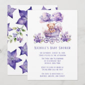 Schattig Carriage Teddy Bear Meisje Baby shower Kaart (Voorkant / Achterkant)