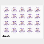 Schattig Carriage Teddy Bear Meisje Baby shower Ronde Sticker (Vel)
