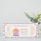 Schattig Carrousel Circus Ticket Kermis Baby Showe Kaart (Staand voorkant)