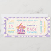 Schattig Carrousel Circus Ticket Kermis Baby Showe Kaart (Voorkant)
