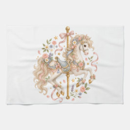 Schattig Carrouselpaard Vintage Kunst Theedoek