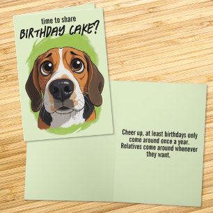 Schattig Cartoon Beagle Hoofd Gelukkig Verjaardag Kaart