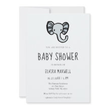 Schattig cartoon blauw olifant Baby shower