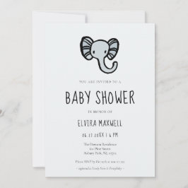 Schattig cartoon blauw olifant Baby shower Kaart