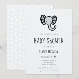 Schattig cartoon blauw olifant Baby shower Kaart