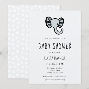 Schattig cartoon blauw olifant Baby shower Kaart