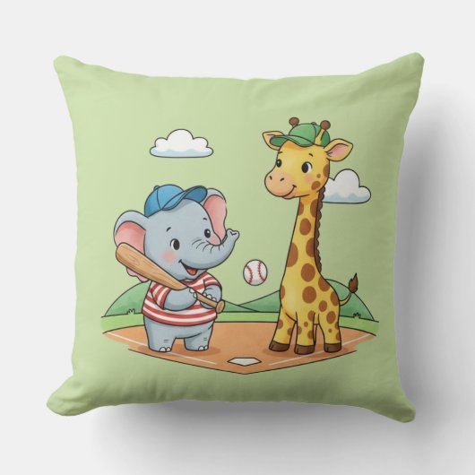 Schattig Cartoon Dieren Baseball Vrienden Design Kussen (Voorkant)