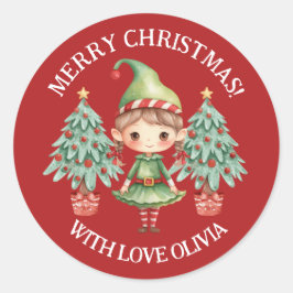 Schattig Cartoon Elfje Merry Christmas Favor Zegel