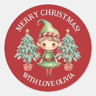 Schattig Cartoon Elfje Merry Christmas Favor Zegel