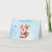 Schattig Cartoon Hert in Sneeuw Kaart (Voorkant)