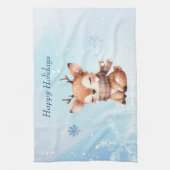 Schattig Cartoon Hert in Sneeuw Theedoek (Verticaal)