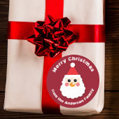 Schattig Cartoon Kerstman Gezicht Kerstmis Ronde Sticker