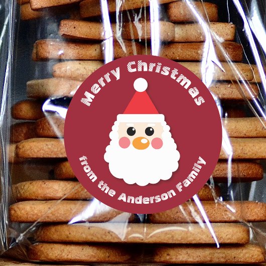 Schattig Cartoon Kerstman Gezicht Kerstmis Ronde Sticker