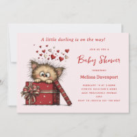Schattig Cartoon Kitten in een Doos Baby Shower