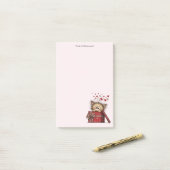 Schattig Cartoon Kitten in een Doos met Hartjes Post-it® Notes (Op bureau)