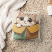 Schattig Cartoon Kitten Met Grote Ogen Kussen (Deken)