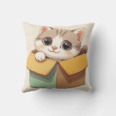Schattig Cartoon Kitten Met Grote Ogen Kussen (Achterkant)