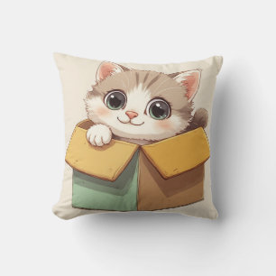 Schattig Cartoon Kitten Met Grote Ogen Kussen