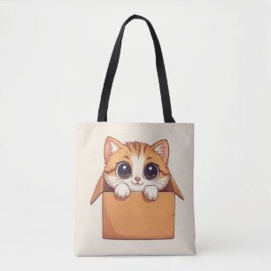 Schattig Cartoon Kitten Met Grote Ogen Tote Bag