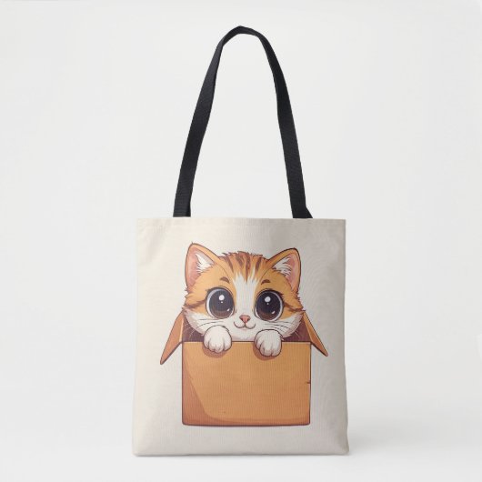 Schattig Cartoon Kitten Met Grote Ogen Tote Bag (Voorkant)