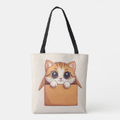 Schattig Cartoon Kitten Met Grote Ogen Tote Bag (Achterkant)