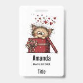 Schattig Cartoon Kitten met Hartjes Badge (Achterkant)